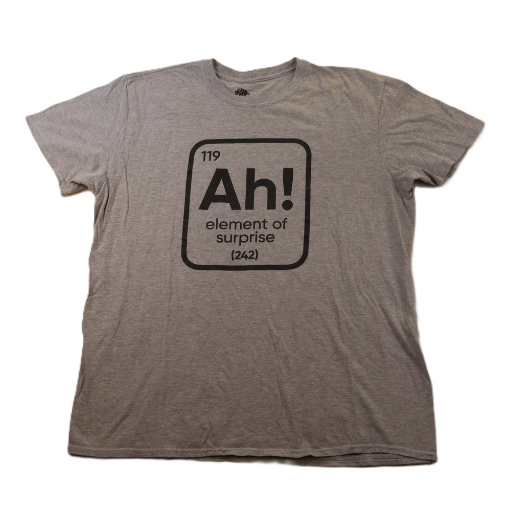 Ann Arbor Mens XL TShirt Gray Element of Surprise Periodic Table Science Graphic